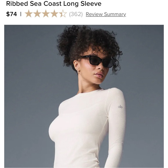 Alo Yoga Ribbed Sea Coast Long Sleeve in Steel Grey size XS- work once - Picture 4 of 8